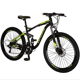  Mountain Bike Mountain Bike, ruote da 27, 5 pollici, telaio in acciaio al carbonio, 21 velocità, freni a disco, doppia sospensione (verde)