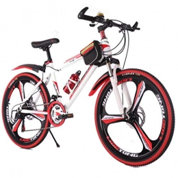 WGYDREAM Bici Mountainbike Bici Bicicletta MTB Mountain bike, 26inch a rotelle, in acciaio Biciclette telaio, doppio freno a disco e sospensione anteriore MTB Mountain Bike ( Color : White+Red , Size : 21 Speed )