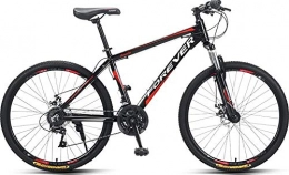 No branded Bici No Brand Forever - Mountain bike da adulto, con sedile regolabile, YE880, 24 / 26 / 27, 5", 24 velocità, telaio in lega di alluminio / acciaio, 66 cm nero-rosso acciaio, 26''
