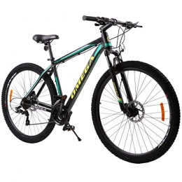 OMEGA BIKES Bici OMEGA BIKES Bicicletta MTB Mountain Bike Duke 27.5 Dotato di Shimano, Alluminio, Freni a Disco hidraulico, 21 Velocita, Forcella Ammortizatta, per Adulti, Telaio 49cm (Nero / Verde)