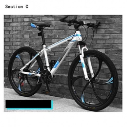 Qinmo Bici Qinmo Adulti Cruiser Bike, Doppio Freno a Disco 24 / 26 Pollici Hardtail Mountain Bike Alta Acciaio al Carbonio Telaio 21 / 24 / 27 velocit Sedile Regolabile (Color : White Blue)