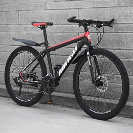Qj Mountain Bike Qj Mountain Bike Bicicletta 27 velocità MTB 26 Pollici Sospensione Ammortizzante, Black Red
