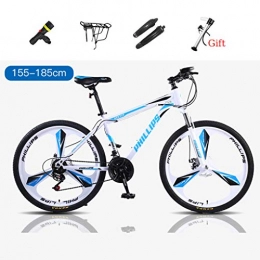 Qj Bici Qj Mountain Bike Biciclette 26" in Lega di Alluminio 27 Doppio Disco Freno velocità Ruote Bike, White Blue