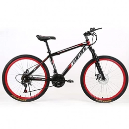 SHUI Bici SHUI 26 Pollici Mountain Bike per Adulti, MTB Bici da Montagna Leggera a 21 velocità, Freni Anteriori E Posteriori Configurazione Standard Black Red