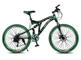 SHUI Bici SHUI Bici da Strada da 26 Pollici Mountain Bike, Ruote a Raggio 21 velocità Doppia Bicicletta Freno a Disco Green
