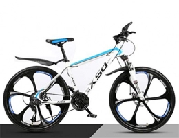 Tbagem-Yjr Bici Tbagem-Yjr Mountain Bike Alta-Acciaio al Carbonio 26 Pollici A Razze Ruota Doppia Sospensione, Mens MTB (Color : White Blue, Size : 21 Speed)