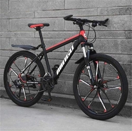 WJSW Bici WJSW Mountain Bike da smorzamento, Bici da Strada City - Dual Suspension MTB da Uomo (Colore: Nero Rosso, Dimensioni: 24 velocità)