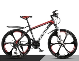 WJSW Bici WJSW Mountain Bike High Steel 26 Pollici con Ruote in Acciaio al Carbonio con Doppia Sospensione, MTB da Uomo (Colore: Nero Rosso, Dimensioni: 24 velocità)