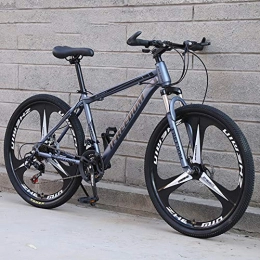 WSJIANP Mountain Bike,con 3 Cutter Wheel Shock Assorbimento Uomini Donne Mountain Bike,Doppio Freno A Disco Bicicletta,Hardtail Mountain Bike Grigio 21-velocit-26inch