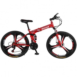 MYMGG Bicicleta de montaña eléctrica plegables 26 Pulgadas Bicicleta Plegable De Acero Al Carbono De 21 Velocidades para Adultos para Hombres, Mujer Sistema De Frenos De Disco Dual, Red2