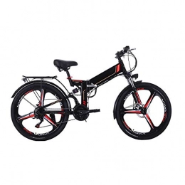 Pc-Glq Bicicleta 300W Motor Bicicleta Eléctrica, 26'' Ebike Bicicleta De Montaña De Nieve De 21 Velocidades Plegable Bicicleta Adulta Mujer / Hombre Batería De Litio Extraíble 48V 8AH / 10AH, Negro