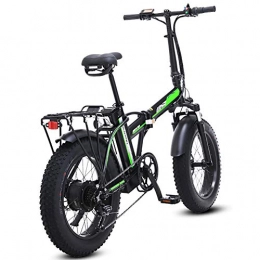 LAYZYX Bicicleta de montaña eléctrica plegables 500W eléctrica plegable bicicletas, 48V para hombre bicicletas 7 Velocidad Variable 4 pulgadas Fat Tire camino de la bicicleta de la bici con nieve pedales frenos de disco hidráulicos, Negro, 20inches