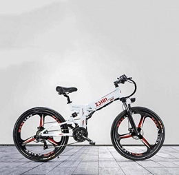 AISHFP Bicicleta Adulto Bicicleta eléctrica de montaña, batería de Litio de 48V, aleación de Aluminio Plegable Multi-Link de suspensión, con el GPS y el Aceite del Freno de Disco, B