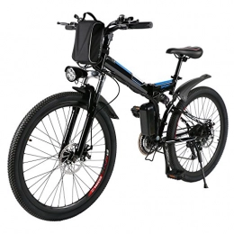 AMDirect Bicicleta de Montaa Elctrica Bici Plegable Ebike con Rueda de 26 Pulgadas Batera de Litio de Gran Capacidad 36V 250W 21 Velocidades Suspensin Completa Premium y Engranaje Shimano (Negro)