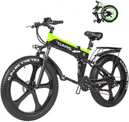 RDJM Bicicleta Bici electrica, Electric Mountain Bike 26 pulgadas 1000W 48V 12.8ah plegable Fat Tire nieve E-bici pedaleo asistido Frenos de disco hidráulicos batería de litio bicicleta for adultos ( Color : Green )