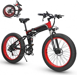 RDJM Bicicleta Bici electrica, Plegable bicicleta eléctrica for los adultos, 26" bicicletas de montaña / conmuta E-bici con motor de 350 W, Frenos E-Bici Fat Tire doble disco de luz LED profesional 7 Velocidad de Tr