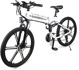 Bicicleta De Montaña De Lo26-ii De 26 Pulgadas Para Adultos, Bicicleta Eléctrica Plegable De Montaña 500w 48v 10ah, Bicicletas Eléctricas Shimano 7 Engranajes Con Instrumento Lcd De Colo(Color:blanco)