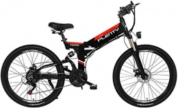 ZJZ Bicicleta de montaña eléctrica plegables Bicicleta de montaña eléctrica, Bicicleta híbrida de 24 " / 26" / (48V12.8Ah) Sistema de energía de 5 archivos de 21 velocidades, Frenos de disco mecánicos E-ABS dobles, Pantalla LCD de pantalla grande