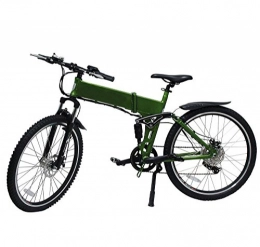 CRAVOG Bicicleta Bicicleta de montaña eléctrica Cravog con marco de aluminio de 6 velocidades, motor central con contrapedal, incluye batería de 10 Ah / 36 V y cargador, verde, 26 pulgadas 66 cm