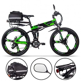 Bicicleta elctrica Plegable Rich bit 36V Bicicleta de montaña Bicicleta elctrica 26 Pulgadas con LCD Inteligente / 21 velocidades, batera de 12.8Ah ebike plegableTB para Hombres/Adultos (Verde 1)