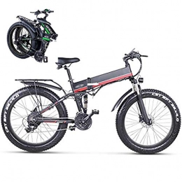 KuaiKeSport Bicicleta de montaña eléctrica plegables Bicicleta Electrica Montaña, Fat Bike Bici Electrica Bicicletas 26 pulgadas, 48V 1000W de alta Velocidad Bicicletas Electricas Plegables 12.8AH Batería de litio Extraíble, ebike Amortiguadora, Rojo