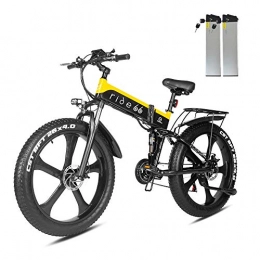 ride66 Bicicleta de montaña eléctrica plegables Bicicleta Electrica Plegable 26 Pulgadas 1000W 48V batería Dual MTB E-Bike Adulto Hombre Mujer (Negro Amarillo)