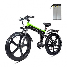 ride66 Bicicleta de montaña eléctrica plegables Bicicleta Electrica Plegable 26 Pulgadas 1000W 48V batería Dual MTB E-Bike Adulto Hombre Mujer (Negro Verde)