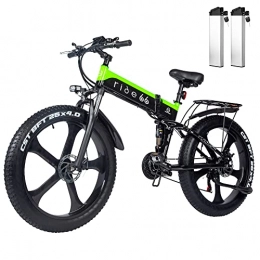 ride66 Bicicleta Bicicleta Electrica Plegable de Montaña 26"*4.0" MTB Fat Bike para Adultos (Verde Negro)