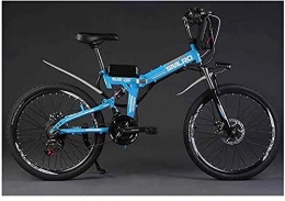 CCLLA Bicicleta de montaña eléctrica plegables Bicicleta eléctrica Batería de Litio Plegable Bicicleta eléctrica de montaña Transporte para Adultos Batería Auxiliar 48V Coche (Color: Azul, Tamaño: 48V10AH)