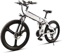 ZJZ Bicicleta Bicicleta eléctrica de 26 pulgadas para adultos 350W Bicicleta eléctrica de montaña plegable con batería de iones de litio extraíble 48V10AH, aleación de aluminio Bicicleta de doble suspensión Velocid