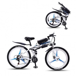 Pc-Glq Bicicleta Bicicleta Eléctrica De 26 Pulgadas, Plegable, De Montaña, con Gran Capacidad (36 V, 350 W), Doble Suspensión Y 21 Velocidades Shimano, Blanco, 10AH