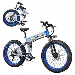 DEDECP Bicicleta de montaña eléctrica plegables Bicicleta eléctrica de montaña, 500W / 1000W Bicicleta eléctrica Plegable de 26 '' con batería extraíble de Iones de Litio de 48V 8Ah / 10.4Ah para Adultos, Cambio de 21 velocidades Blue 1000W