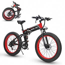 DEDECP Bicicleta de montaña eléctrica plegables Bicicleta eléctrica de montaña, 500W / 1000W Bicicleta eléctrica Plegable de 26 '' con batería extraíble de Iones de Litio de 48V 8Ah / 10.4Ah para Adultos, Cambio de 21 velocidades Red 1000W