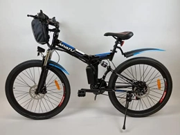 VANKEL Bicicleta de montaña eléctrica plegables Bicicleta eléctrica de montaña de MYATU, 26 pulgadas, con cambio Shimano de 21 marchas, motor de 250 W, batería de iones de litio de 36 V, 10, 4 Ah, 25 km / h, para hombre y mujer, color negro