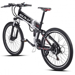 GUNAI Bicicleta Bicicleta eléctrica GUNAI, Bicicleta de montaña / Carretera eléctrica Plegable de 26"con Motor de 500W, batería de 48V 12.8AH, Sistema de transmisión Shimano de 21 velocidades