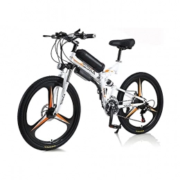 DDFGG Bicicleta Bicicleta Eléctrica Para Hombres Adultos, Bicicleta Plegable 350w 36v 10a 18650 Batería De Litio Con Batería De Litio 26 "montaña E-bicicleta Con Sistema De Transmisión De Shimano De 21 (Color:blanco)