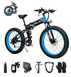 MJS Bicicleta Bicicleta eléctrica Plegable, 500W Bicicleta Eléctrica de Montaña Ciclomotor 26" Ebike para Adulto, 48V / 15AH Batería de Litio-Ion, 7 Velocidades, 3 Modos de Arranque con Pantalla multifunción LCD