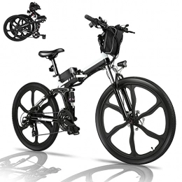 TTKU Bicicleta de montaña eléctrica plegables Bicicleta Eléctrica Plegable, Bicicleta Eléctrica de Montaña de 26"con Motor de 36V 8Ah Batería Extraíble, Shimano Profesional 21 Velocidades, Suspensión Completa