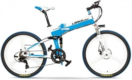 JINHH Bicicleta de montaña eléctrica plegables Bicicleta eléctrica plegable de 26 pulgadas, freno de disco delantero y trasero, motor 48V 400W, resistencia larga, con pantalla LCD, bicicleta de asistencia al pedal (color: azul blanco, tamaño: 14.5
