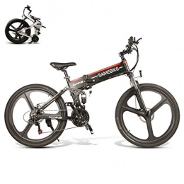 Bicicleta eléctrica plegable de 26 pulgadas, para adultos, 48 V, 500 W, con batería de iones de litio extraíble de 48 V, 10,4 Ah, 21 velocidades, color negro