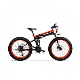MERRYHE Bicicleta Bicicleta plegable eléctrica para adultos Bicicleta de carretera Montaña Nieve Neumático Neumático Todo Terreno Bicicleta de litio de 48 pulgadas Plegado de poder 48V Batería de litio, Orange-48V10ah
