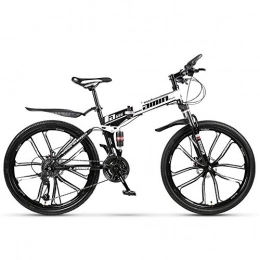 AminBike Bicicleta Cambiador de 21 velocidades MTB plegable Bicicleta de montaña plegable Bicicleta de montaña Frenos de doble disco Plegable Ciclismo de viaje 26 pulgadas Neumtico de diez cuchillas (negro blanco)