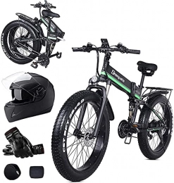 CCLLA Bicicleta CCLLA Bicicleta de montaña eléctrica Plegable con neumáticos gordos de 26 Pulgadas, Marco de Aluminio con Motor de 1000w, batería de Litio extraíble de 48v 12.8ah, Bicicleta de montaña con absorci