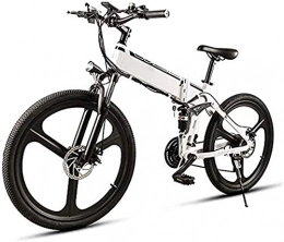 CCLLA Bicicleta CCLLA Bicicleta de Nieve eléctrica de 26 Pulgadas y 21 velocidades Bicicleta eléctrica de montaña Plegable de 350 W con batería de Iones de Litio extraíble 48V10AH, Bicicleta de aleación de alumin