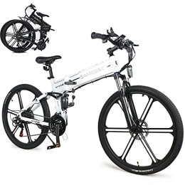 CHEIRS Bicicleta de montaña eléctrica plegables CHEIRS Bicicleta de montaña eléctrica Plegable de 26", 500 W, 10 Ah, 48 V, Pantalla LCD a Color con USB, Bicicleta Mixta para Adultos, para Ejercicio en Bicicleta al Aire Libre, White