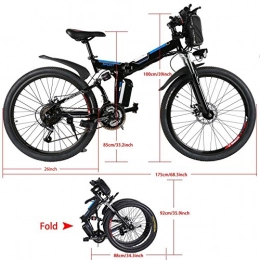 Cooshional Bicicleta cooshional Bicicleta Eléctrica Plegable de Montaña con la Batería de Iones de Litio 36V Ruedas de 26 Pulgadas Color Blanco (EU, Negro)
