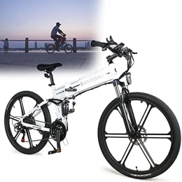 DDCHH Bicicleta DDCHH Bicicleta Eléctrica Plegable para Adultos 26" E-Bike Pedal Assist, Fácil De Almacenar En Caravanas, Autocaravanas, Barcos, Automóviles, Batería 48V 10Ah, 21 Velocidades, White
