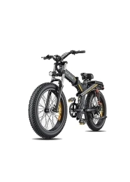 ENGWE Bicicleta de montaña eléctrica plegables ENGWE X24 Bicicleta Eléctrica Plegable con 24' x 4.0 Fat Tire Batería Dual Extraíble 48V19.2AH / 10AH Kilometraje 150 km, 3 Suspensión Triple Shimano 8-Velocidades Ebike Todo Terreno, Negro