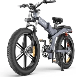 Andeshunk Bicicleta de montaña eléctrica plegables ENGWE X26 Bicicleta eléctrica plegable para adultos – Batería 29, 2 Ah larga autonomía 150 KM, 26 pulgadas Fat Tire All Terrain E-bike, Shimano 8 engranajes, triple suspensión