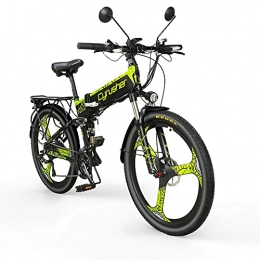 Extrbici Bicicleta Extrbici Bicicleta de montaña MTB XF770 17 * 26"Bicicleta eléctrica Plegable Montaña 500 vatios 48V Shimano 21 Velocidad Marco de aleación de Aluminio Suspensión Plegable Doble Freno mecánico (Green)